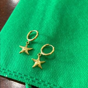 Gold Starfish Hoop Earrings